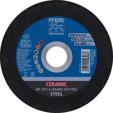 PFERD 63661 5" x .045" Cut-Off Wheel, 7/8" A.H. CERAMIC SGP STEEL - Type 1 (25pk)