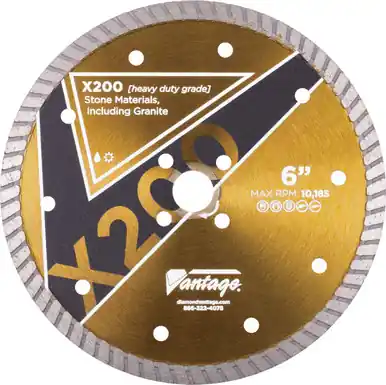 Diamond Vantage 6" x .095" x 7/8-5/8 Stone Blade, Turbo Rim, Heavy Duty Grade