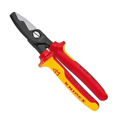 KNIPEX 9518200SBA 8‘‘ Cable Shears w/Twin Cutting Edge - 1000V Insulated