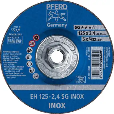 PFERD 63708 5" x 3/32" Cut-Off Wheel, 5/8-11 Thd. SG INOX - Type 27 (10pk)
