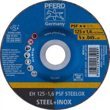 PFERD 63719 5" x .045" Cut-Off Wheel, 7/8" A.H. PSF STEELOX - Type 27 (25pk)