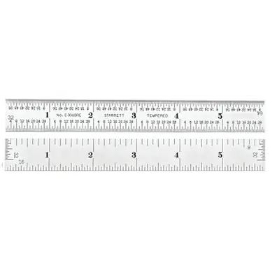 Starrett 51343 Steel Rule, 6", 4R Graduation, Semi-Flexible