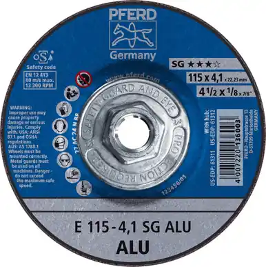 PFERD 61312 4-1/2" x 1/8 Grinding Wheel, 5/8-11 Thd. SG ALU - Type 27 (10pk)
