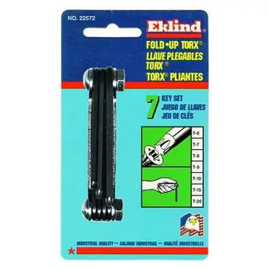 Eklind Tool 22572 Torx Fold-Up Key Set, T6-T20, Black Oxide