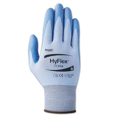 HyFlex 11-518-10 Polyurethane Palm Coated Gloves, Size 10, Blue/Gray