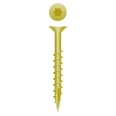 Strong-Point XT1040Y - 10 x 4" Flat Head w/ Nibs Outdoor Screw, Zinc Yellow 800ct