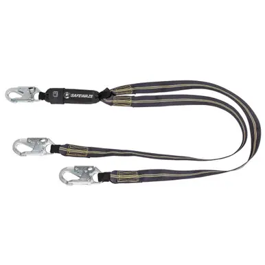 Safewaze FS77330-FR-DL - Welding 6‘ Energy Absorbing Lanyard Dual Leg, Snap Hooks