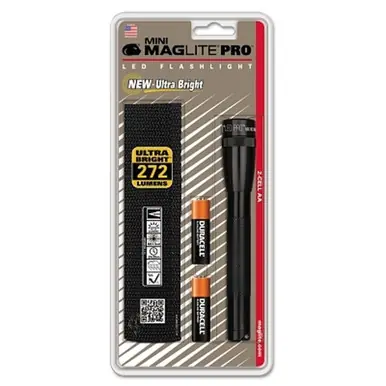 MAG-Lite SP2P01H Mini MAG-Lite Pro Flashlight, 2 AA Cell, 272 Lumens, Black