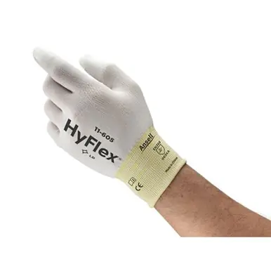 HyFlex 11-605-8 Fingertip-Coated Gloves, Size 8, White