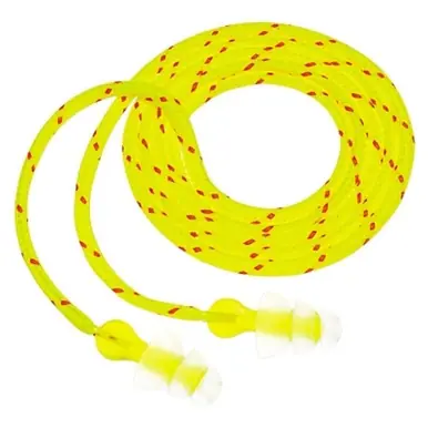 3M P3001 Tri-Flange Earplugs, Clear, Cloth Cord