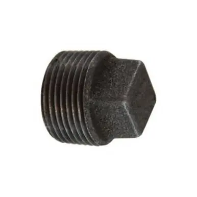 Midland Industries 65655 - Cored Square Head Plug, 1" MPT, Iron, Black