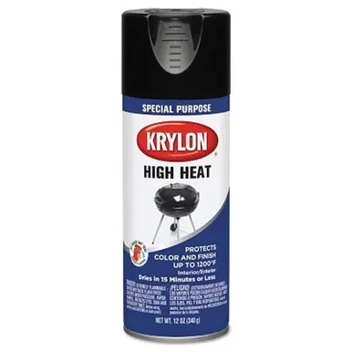 Krylon Industrial K01618777 High Heat Paint, Black, 12 oz Aerosol (6pk)