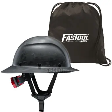 LIFT HDCF-24MKM - DAX Forged Carbon Full Brim Hard Hat w/ Tote Bag (Black Carbon Matte)