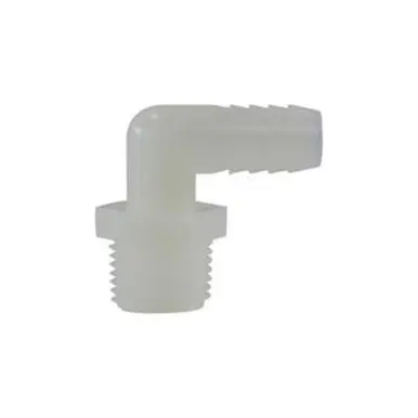 Midland Industries 33335W - 90° Elbow, 1-1/4" Hose Barbed x 1-1/2" MIP, Nylon, White