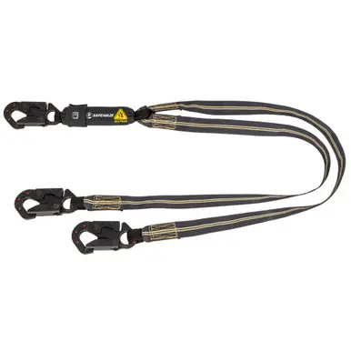 Safewaze 020-2040 - Arc Flash 6‘ Energy Absorbing Lanyard Aramid, Dual Leg, Dielectric Snap Hooks