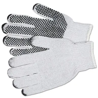 MCR Safety 9650LM PVC Dot String Knit Gloves, Large, Natural, 1-Sided Dots (12pk)