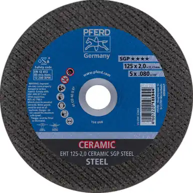 PFERD 63662 5" x .080" Cut-Off Wheel, 7/8" A.H. CERAMIC SGP STEEL - Type 1 (25pk)
