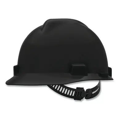 MSA 475235 V-Gard Slotted Hard Hat, Staz-On Suspension, Black