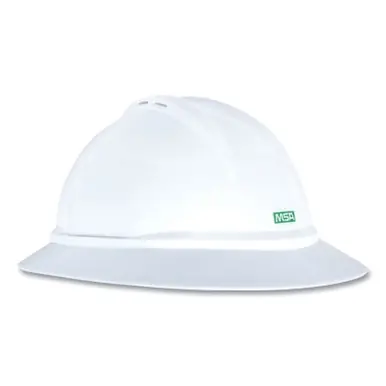 MSA 10167911 V-Gard 500 Vented Full Brim Hard Hat, 4-Point Ratchet, White