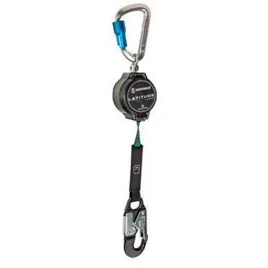 Safewaze 018-5013 - Latitude Pro 7‘ Single Web SRL-P Alu Carabiner, Alu Snap Hook