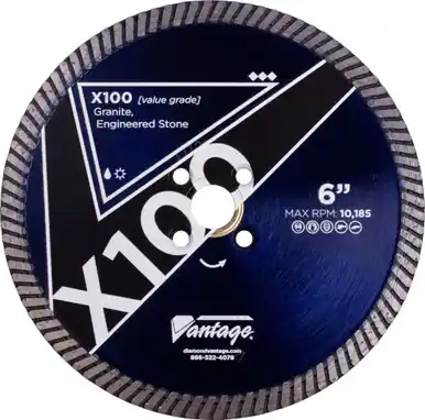 Diamond Vantage 6" x .095" x 7/8-5/8 Stone Blade, Turbo Rim, Value Plus Grade