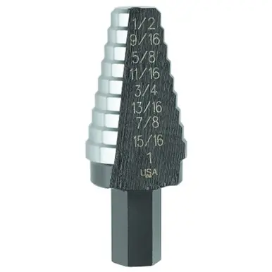 Irwin 10220 High Speed Steel Fractional Step Drill Bit, 9/16" to 1", 8 Steps