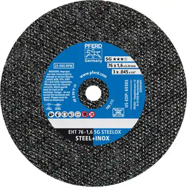 PFERD 69305 3" x 1/16" Die Grinder Wheel, 1/4" AH A-PSF 36 Grit - Type 1 (50pk)