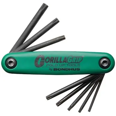 Bondhus12634 GorillaGrip Fold-Ups ,8 per fold-up ,Torx Tip ,Torx Sizes T9-T40