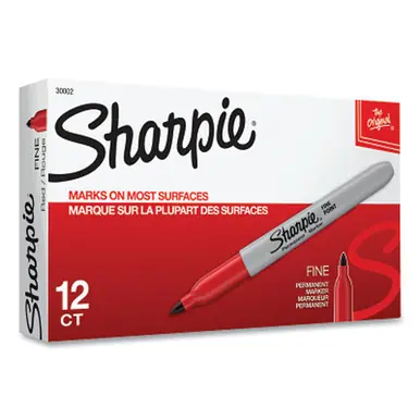 Sharpie 30002 Permanent Marker, Fine Tip, Red