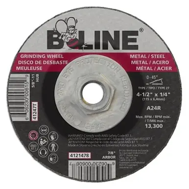 B-Line 41247T Grinding Wheel, 4.5" x 1/4", 24 Grit (10pk)