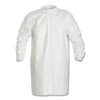 DuPont IC270B-SM Tyvek IsoClean Frock with Snap Front, Size Small, White