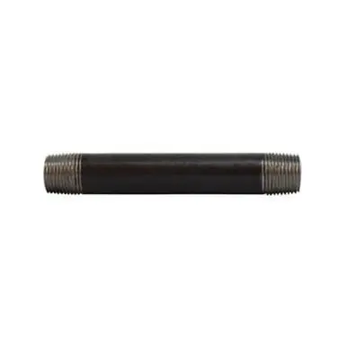 Midland Industries 59052SMLS - Seamless Pipe Nipple, 3/8" MPT x 3/8" MPT, 8" L, Steel, Black, SCH
