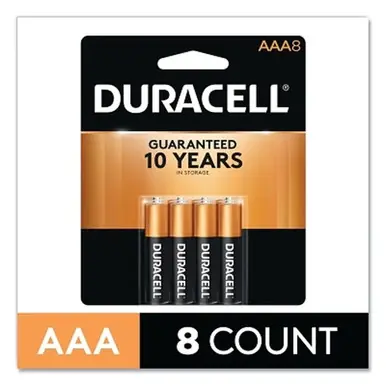 Duracell MN2400B8Z CopperTop AAA Alkaline Battery, 1.5V, 8-Pack