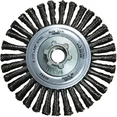 JAZ 48042B JAZ PRO 4-1/2" Stringer Bead Knot Wire Wheel, 32 Knots, .020" Steel, 5/8"-11, Bulk (10pk)