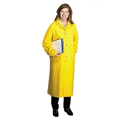 Anchor Brand 9010-XL 48" Raincoat with Hood, Yellow PVC/Polyester, XL