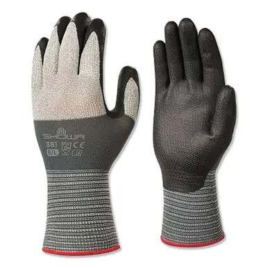 SHOWA 381L-08 Ultra-Lightweight Nitrile Coated Glove, Gray, Large