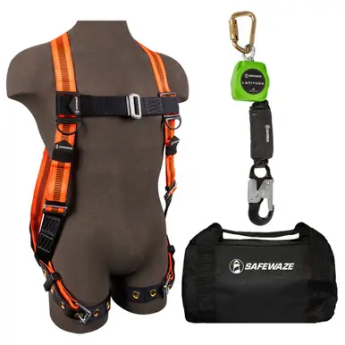 Safewaze 020-3072 - V-Line Bag Combo FS99185-E Harness, 019-5045 SRL-P, FS8150 Bag
