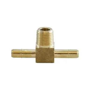 Midland Industries 07072-0402 - Mini Branch Tee, 1/4" Barbed x 1/4" Barbed x 1/8" MPT, Brass