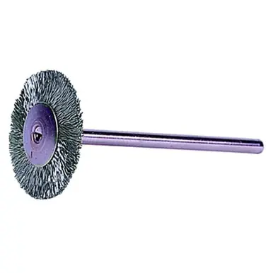 Weiler 26014 Miniature Stem-Mounted Wheel Brush, 1", 0.003" SS Wire, 37000 RPM