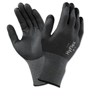 HyFlex 11-840-6 Nitrile Foam Palm Coated Gloves, Size 6, Black