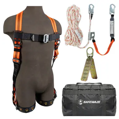 Safewaze 021-3216 - V-LINE Bag Roof Kit FS99185-E Harness, 018-7005 VLL, FS870 Anchor, FS8175 Bag