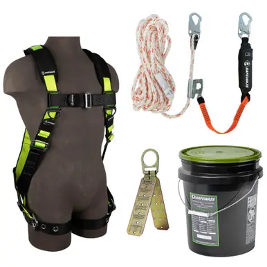 Safewaze 019-3026 - PRO Bucket Roof Kit FS185-2X Harness, 018-7005 VLL, FS870 Anchor