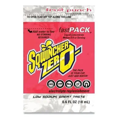 Sqwincher 159015501 ZERO Sugar-Free Fast Pack, Fruit Punch, 0.6 oz, Makes 6 oz