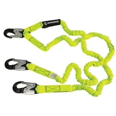 Safewaze FS591-ALU - PRO 6‘ Stretch Internal Energy Absorbing Lanyard Dual Leg, Alu Snap Hooks