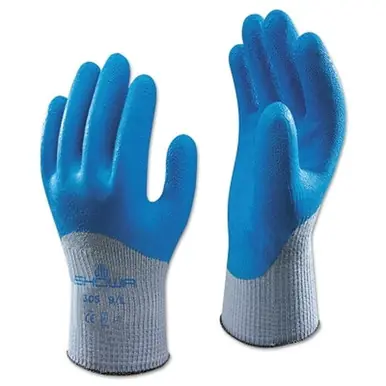 SHOWA 305L-09 Latex Coated Glove, Blue/Gray, Large