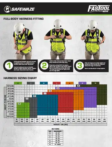 Safewaze 020-1161 - Arc Flash Full Body Harness Web Dorsal D, Dielectric Hardware, QC Chest QC Legs