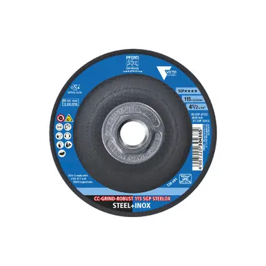 PFERD 61154 - Grinding disc, CC-GRIND-ROBUST, 4-1/2" x 5/8-11, SGP STEELOX VICTOGRAIN, Ceramic
