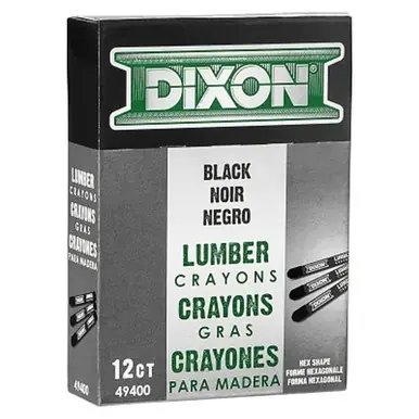 Dixon Ticonderoga 49400 Carbon Black Lumber Crayon, 1/2" x 4-1/2"