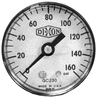 Dixon GL325 Dry Gauge, 0-60 psi, 1/4" NPT (10pk)