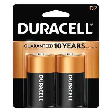 Duracell MN1300B2Z CopperTop D Alkaline Battery, 1.5V, 2-Pack